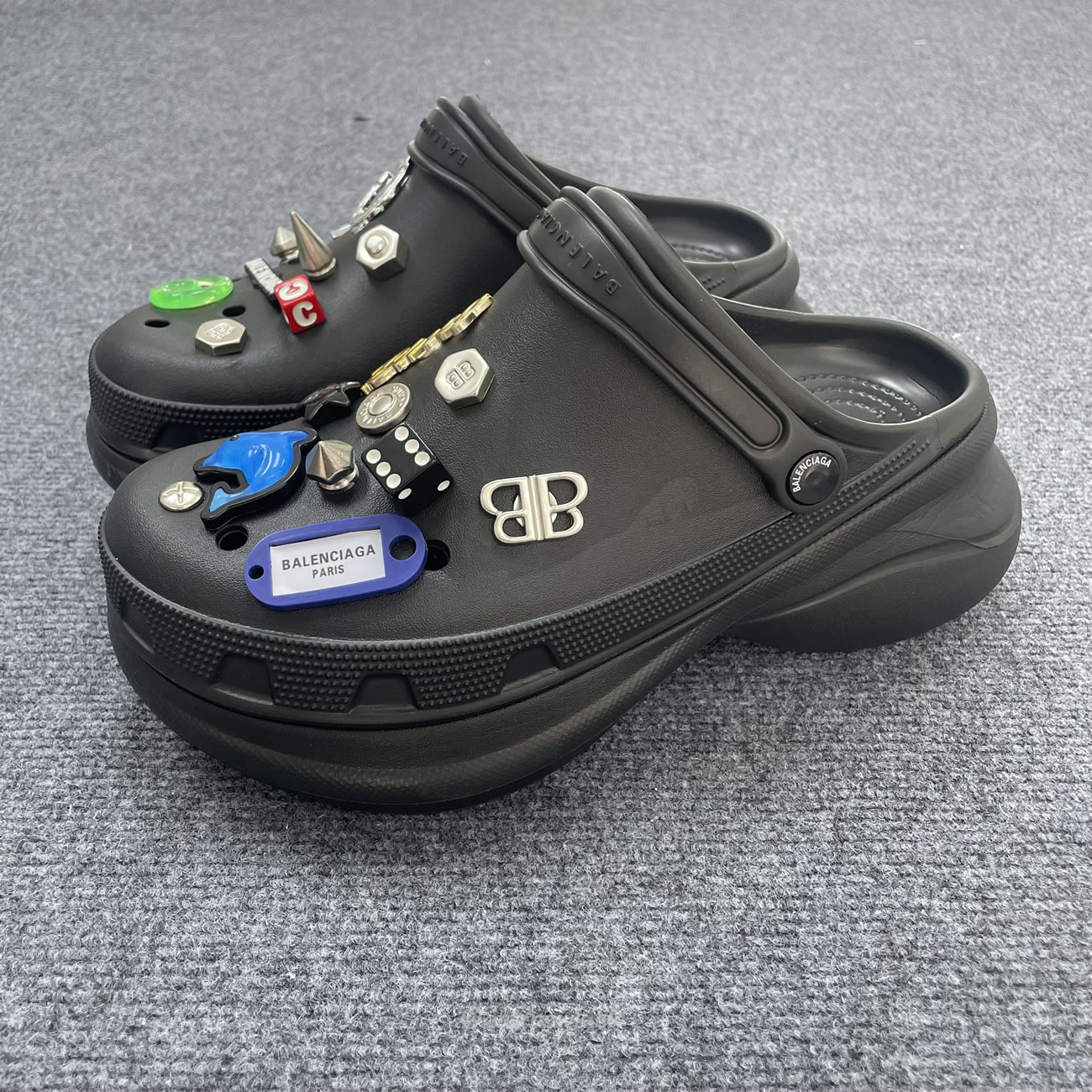 Balenciaga X Crocs Mule Black Silvery Multicolor Jibbitz Womens 720762 W0fow 1000 (11) - www.newkick.org